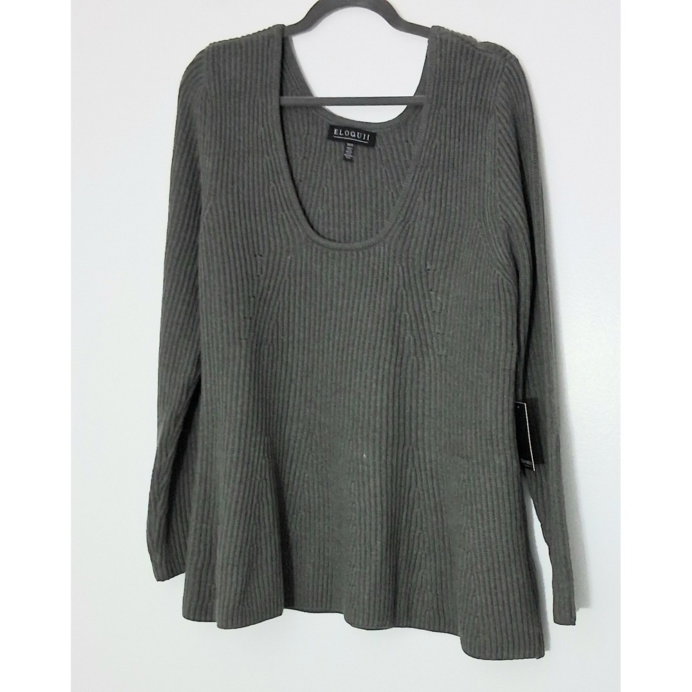Eloquii Sweater Top Knit Women's Size 18/20 Gray Long Sleeve Pullover NEaw